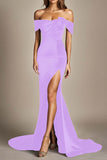 Off The Shoulder Mermaid Svart Formell Klänning Med Slits