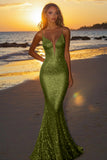 Glittrande Silver Backless Mermaid Lång formell klänning