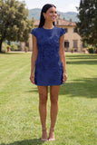 Gul rundhalsad bodycon hemkomstklänning med 3D-blommor