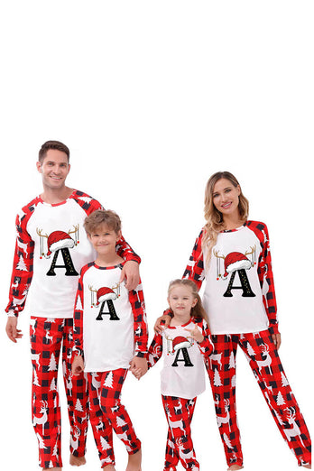 Röd och vit jultryckt familj matchande pyjamas set