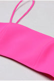 Fuchsia 3-delad dubbelknäppt kvinnor baldräkter