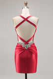 Korsett Satin Bodycon Mörkgrön Homecoming Klänning