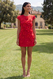 Gul rundhalsad bodycon hemkomstklänning med 3D-blommor