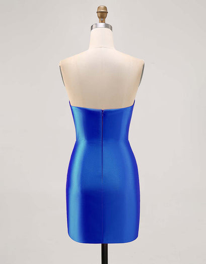 Fuchsia Axelbandslös pärlstav Bodycon Homecoming Klänning med slits