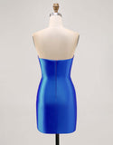 Fuchsia Axelbandslös pärlstav Bodycon Homecoming Klänning med slits
