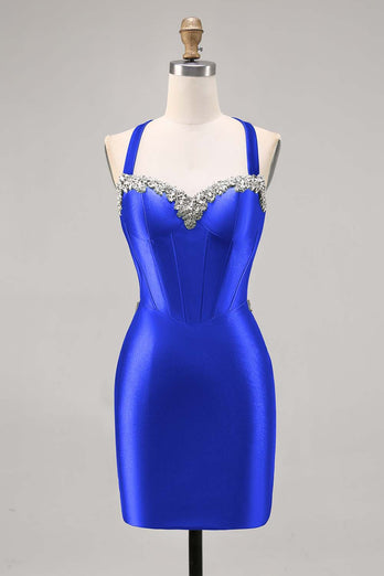 Korsett Satin Bodycon Mörkgrön Homecoming Klänning