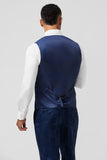Mörkblå 3-delad topp kavajslag Jacquard One Button Mäns Baldräkter