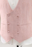 Mörkblå 3-delad topp kavajslag Jacquard One Button Mäns Baldräkter