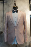 Svart Peak Lapel Jacquard 2-delad Baldräkter För Män