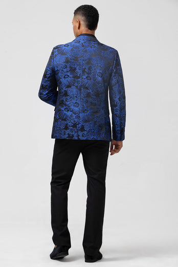 Royal Blue 2-delad topp slag Jacquard Baldräkter för män