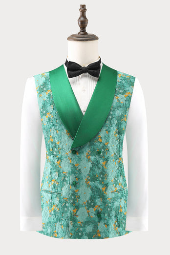 Green Peak Kavajslag 3-delad Jacquard One Button Men's Prom Suits