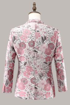 Rosa Sjal Kavajslag Jacquard One Button Men's Prom Kavaj