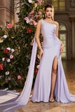Mermaid Lilac One Shoulder Beaded Long Prom Klänning med slits