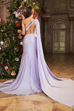 Mermaid Lilac One Shoulder Beaded Long Prom Klänning med slits