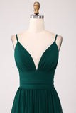 Spaghetti Straps Tiered Prom Klänning med Plisserad