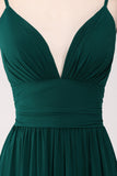 Spaghetti Straps Tiered Prom Klänning med Plisserad