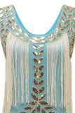 Plus size Champagne Gatsby 20 Tals Klänning med Paljett och fransar