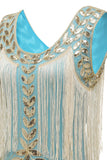 Plus size Champagne Gatsby 20 Tals Klänning med Paljett och fransar