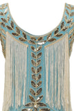 Plus size Champagne Gatsby 20 Tals Klänning med Paljett och fransar