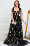 Lavendel Tulle En linje korsett Plus Size Bal Klänning med broderad