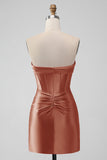Snygg Fuchsia Bodycon Älskling Satin Korsett Kort Homecoming Klänning