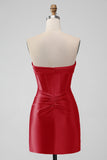 Snygg Fuchsia Bodycon Älskling Satin Korsett Kort Homecoming Klänning