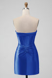Snygg Fuchsia Bodycon Älskling Satin Korsett Kort Homecoming Klänning