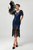 Flapper Vinröd Paljett Bodycon Fransade 1920-talet Klänning