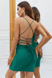 Mörkgröna Glittrande Paljetter Bodycon Kort Hemkomstklänning