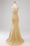 Fantastisk Svart Mermaid Spaghetti Straps Korsett Prom Klänning Med Split Front