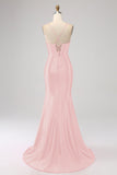 Fantastisk Svart Mermaid Spaghetti Straps Korsett Prom Klänning Med Split Front