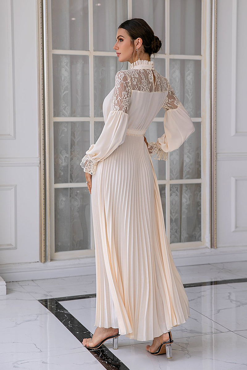 Load image into Gallery viewer, Aprikos långa ärmar spets moder klänning