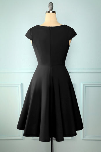 Marinblå Plus Size Vintage Swing klänning