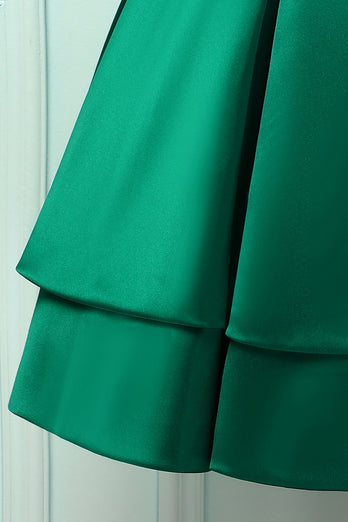 Satin Grön Hemkomstklänning