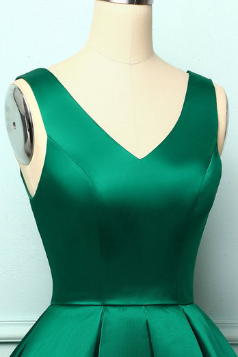 Satin Grön Hemkomstklänning