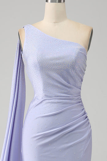 Mermaid Lilac One Shoulder Lång Balklänning med slits