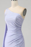 Mermaid Lilac One Shoulder Lång Balklänning med slits