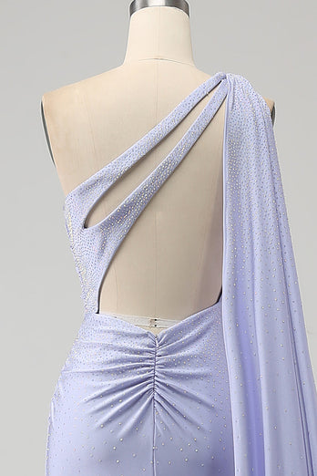 Mermaid Lilac One Shoulder Lång Balklänning med slits