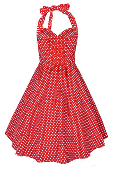 Halter tryckt 1950-talet Pin Up Dress