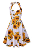 Halter tryckt 1950-talet Pin Up Dress