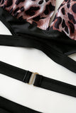 Lace Up Brun Leopard Baddräkt