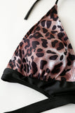 Lace Up Brun Leopard Baddräkt