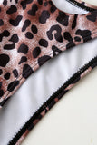 Lace Up Brun Leopard Baddräkt