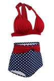 Polka Dots Halter Bikini Badkläder