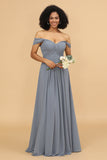 Off-Shoulder Chiffong Brudtärneklänning