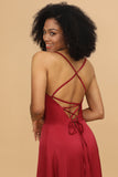 Satin Lace-Up Back Brudtärneklänning