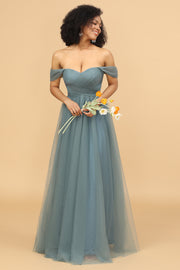 Off-Shoulder Tulle Brudtärneklänning Med Ruffles