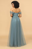 Off-Shoulder Tulle Brudtärneklänning Med Ruffles