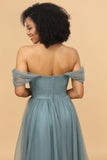 Off-Shoulder Tulle Brudtärneklänning Med Ruffles