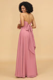 Chiffong A Line Blush Bridesmaid Klänning